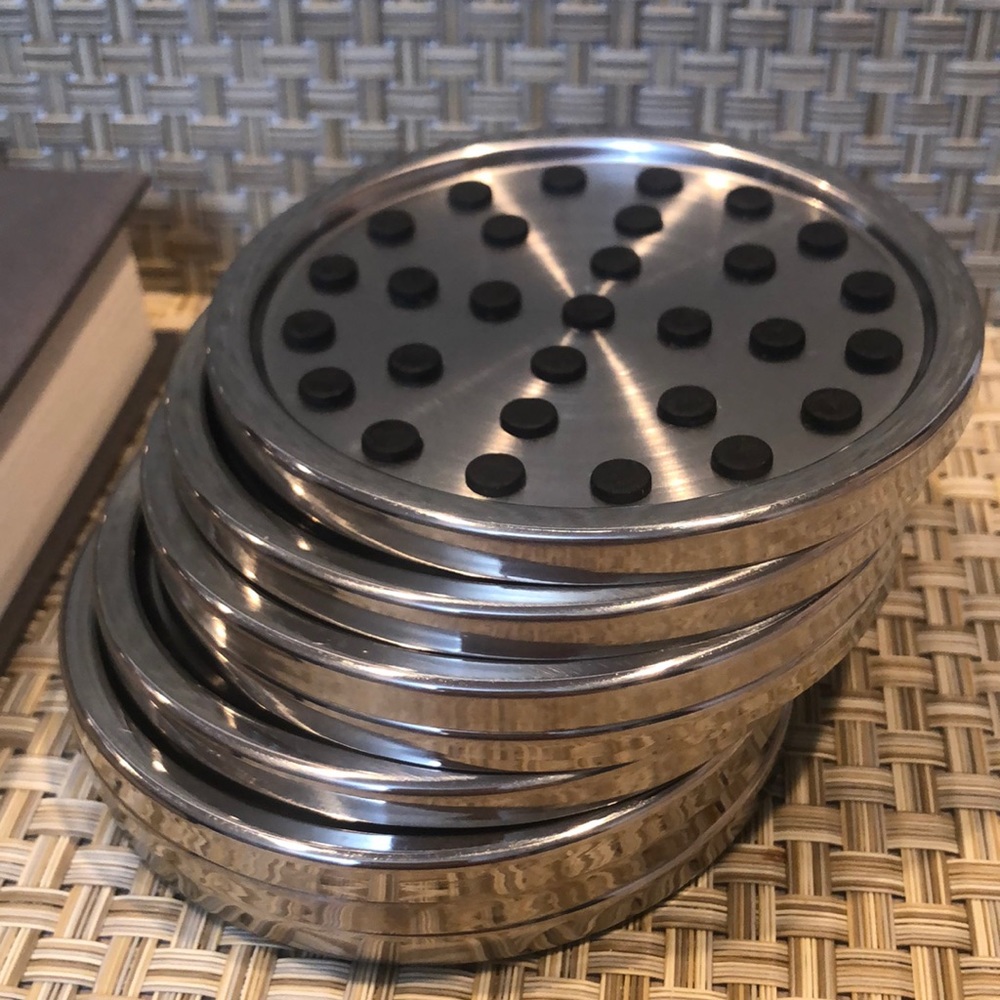 Oggi Eight Stainless Steel Non Skid Coasters